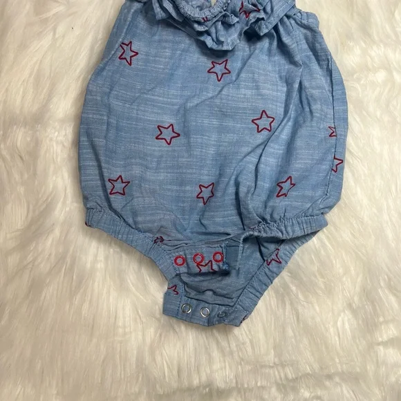 Cat & Jack Newborn Baby Girl Little Star Chambray Style Tank Top Romper❤️ - Picture 3 of 5